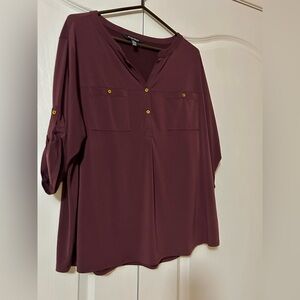 Ellen Tracy Women's Burgundy Blouse Size 2X